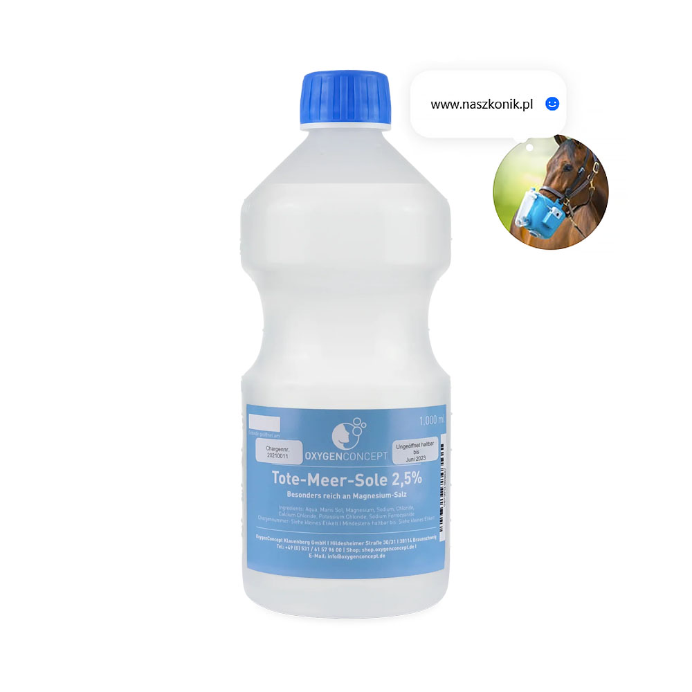 Solanka 2,5% z Morza Martwego. Solanka dla koni OxygenConcept - hipertonik dla koni - solanka do inhalacji koni, solanka do nebulizacji koni