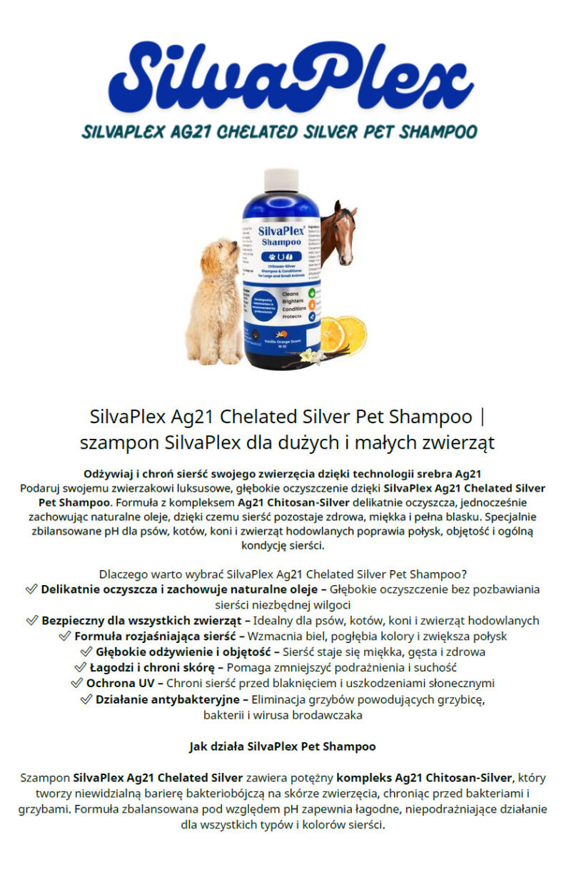 SilvaPlex Pet Shampoo & Conditioner - szampon i odżywka ze srebrem dla zwierząt, szampon dla koni (32 oz) 946,35 ml - obrazek 2