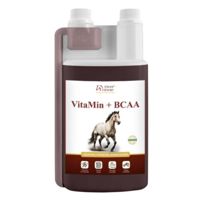 Over Horse VitaMin+BCAA – witaminy i aminokwasy na mięśnie i energię dla koni sportowych, multiwitamina 1L