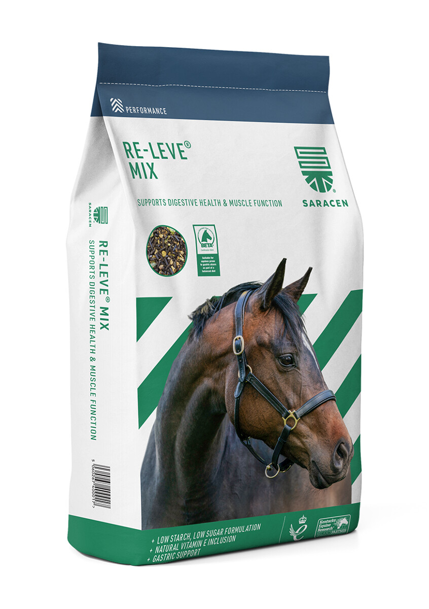 Saracen Re-Leve Mix 20 kg – bezzbożowe musli, pasza dla koni wrażliwych na wrzody, mięśnie, bez owsa