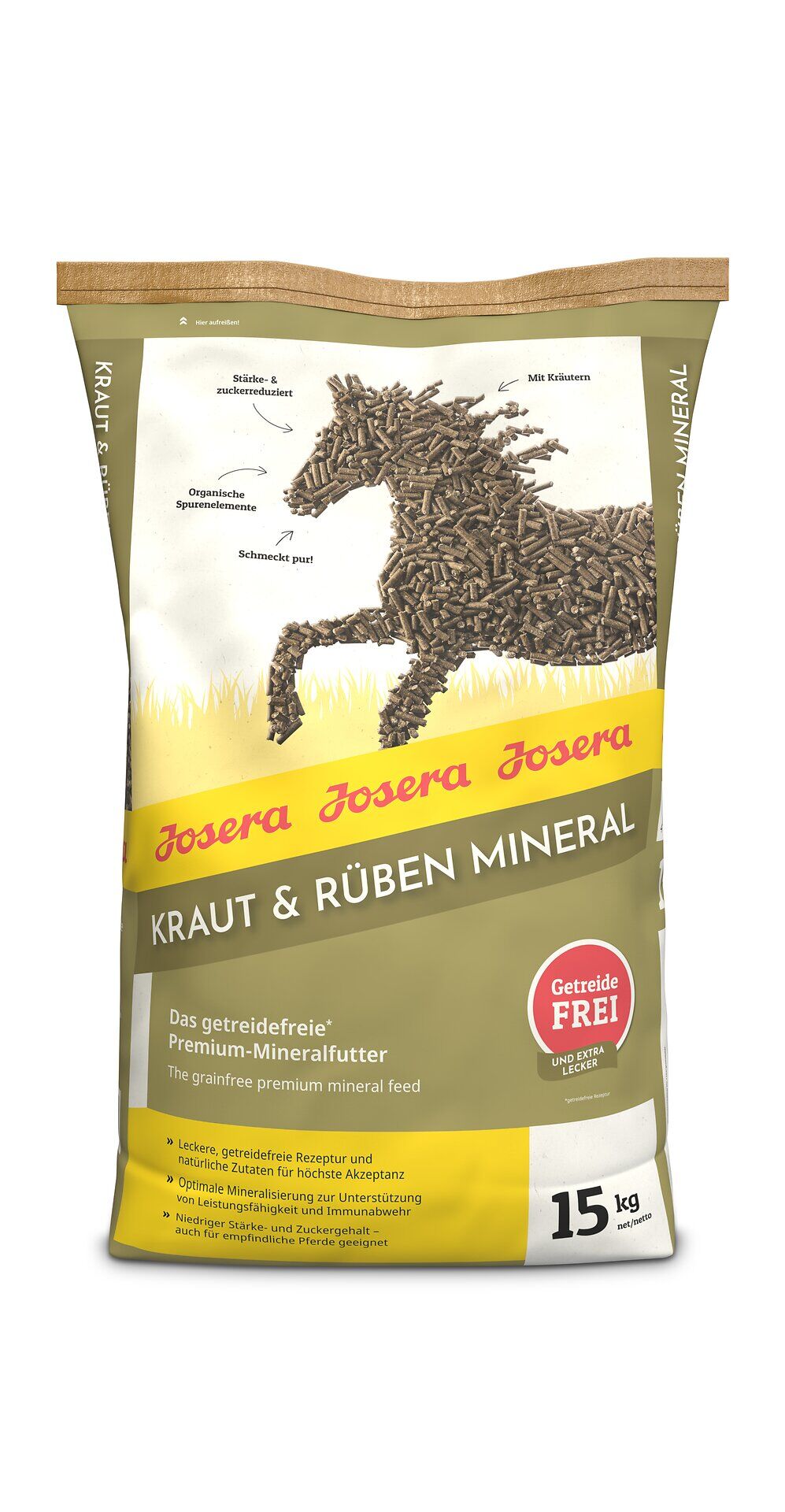 Josera Kraut & Rüben Mineral – Pasza mineralna dla koni, codzienne witaminy i minerały dla koni, multiwitamina