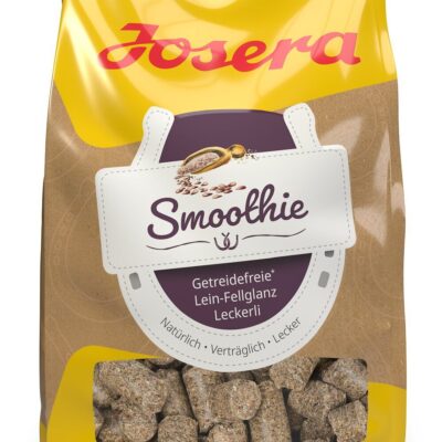 JOSERA Pferdeleckerli Smoothie 900g – Bezzbożowe smaczki dla koni z węglem roślinnym na trawienie, smakołyki