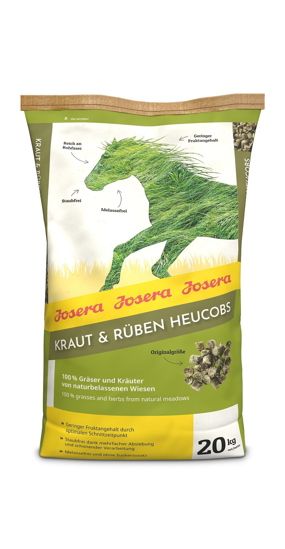 Josera Kraut & Rüben Heucobs 20 kg – trawokulki dla koni, zamiennik siana, na problemy z zębami