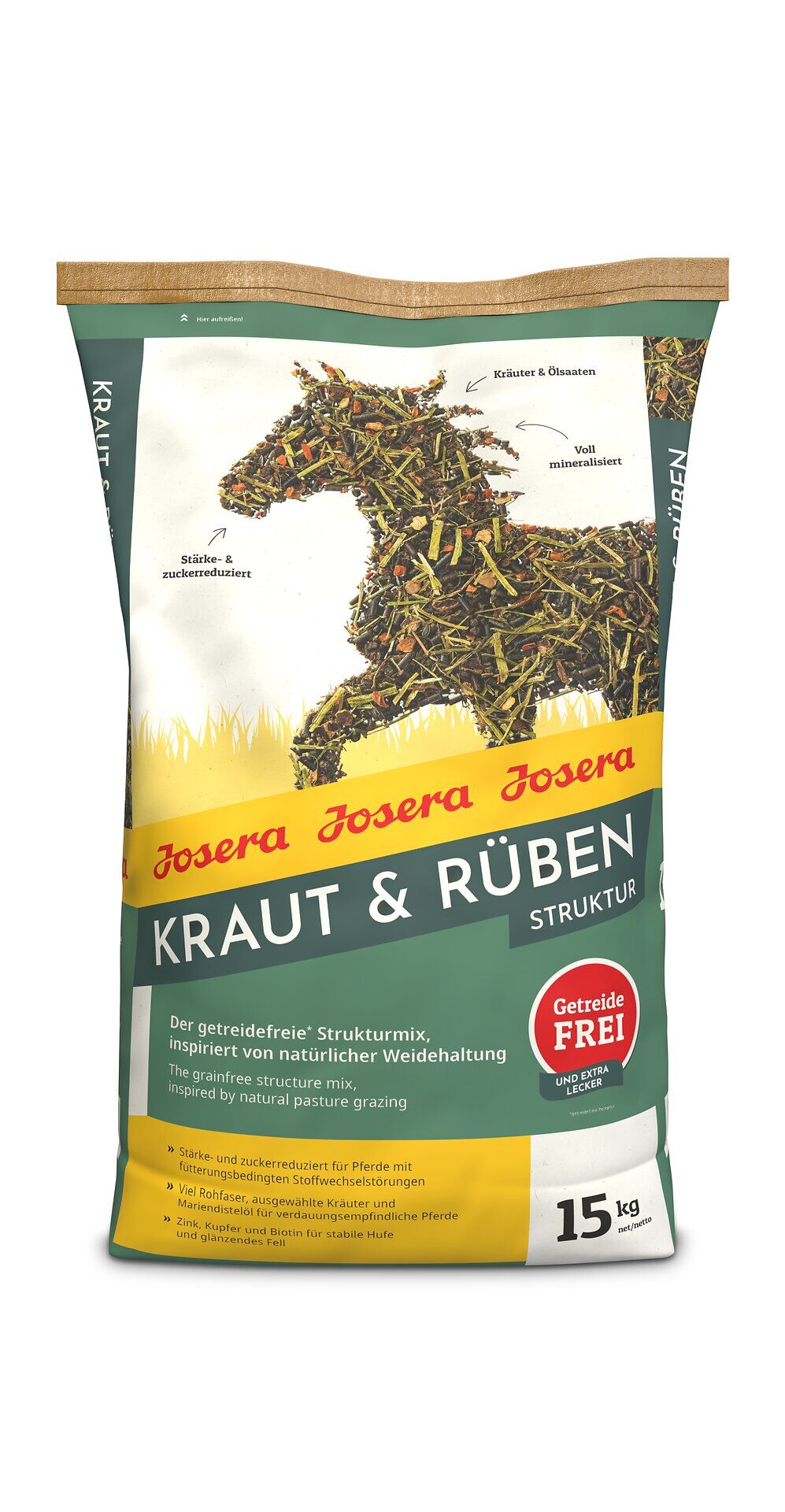 Josera Kraut & Rüben Struktur 15 kg – Pasza strukturalna dla koni na problemy metaboliczne i otyłość