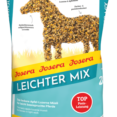 Josera Leichter Mix 15 kg – lekkie musli jabłkowe dla koni rekreacyjnych i niepracujących, na poprawę apetytu i trawienie