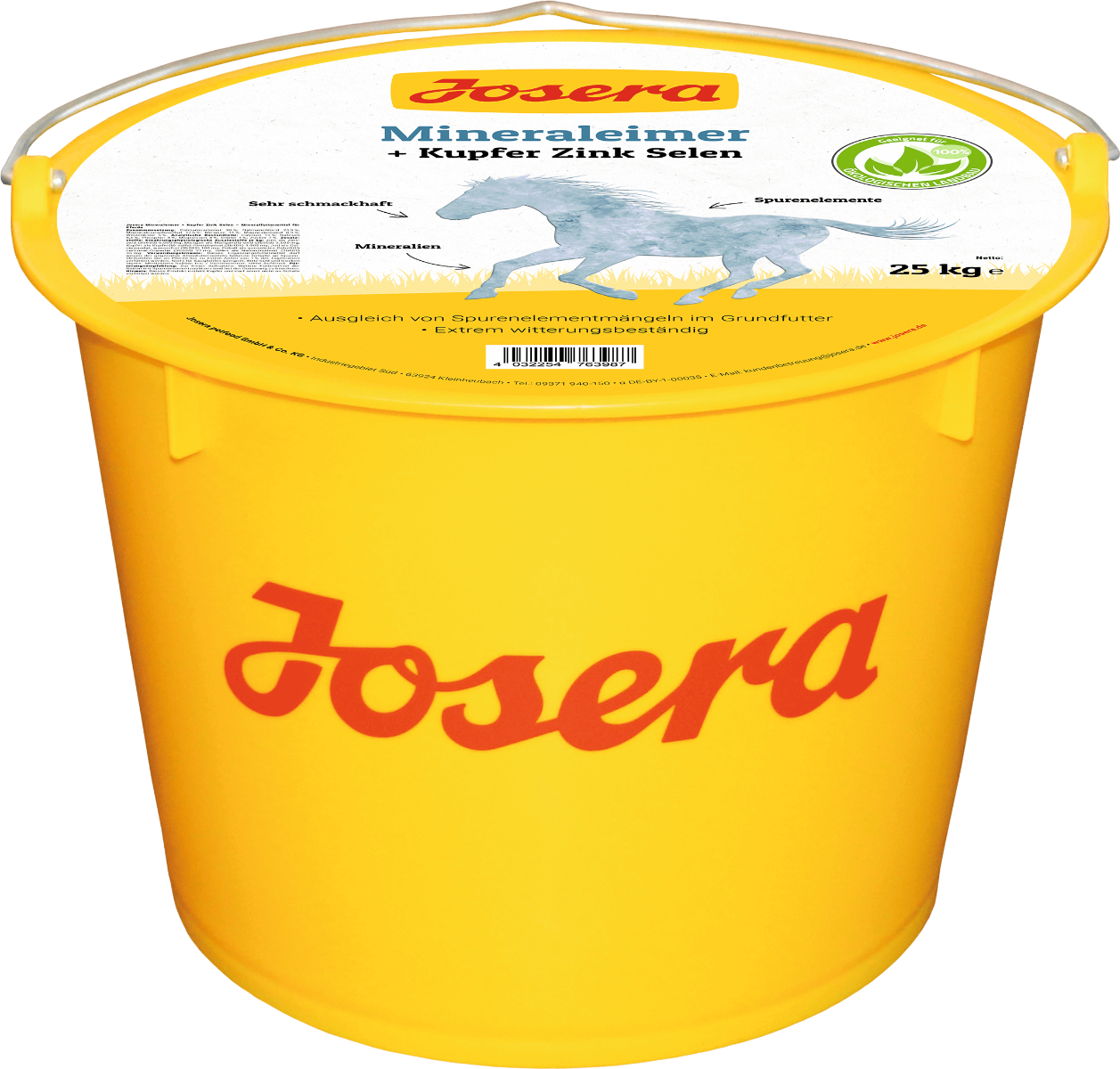 Josera Mineraleimer 25 kg – Lizawka pastwiskowa dla koni, minerały i witaminy dla koni na wsparcie kondycji, rolnictwo ekologiczne