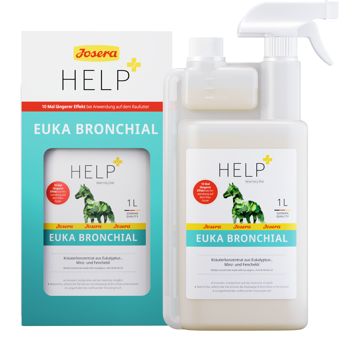 Josera Help EukaBronchial 1 l – Spray, preparat do spryskiwania siana, wsparcie dróg oddechowych na układ oddechowy u koni, inhalacja, Astma, RAO