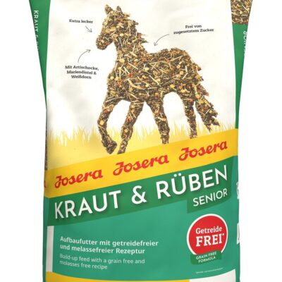 Josera Kraut & Rüben Senior 15 kg – bezzbożowa pasza dla starszych koni na masę i odporność