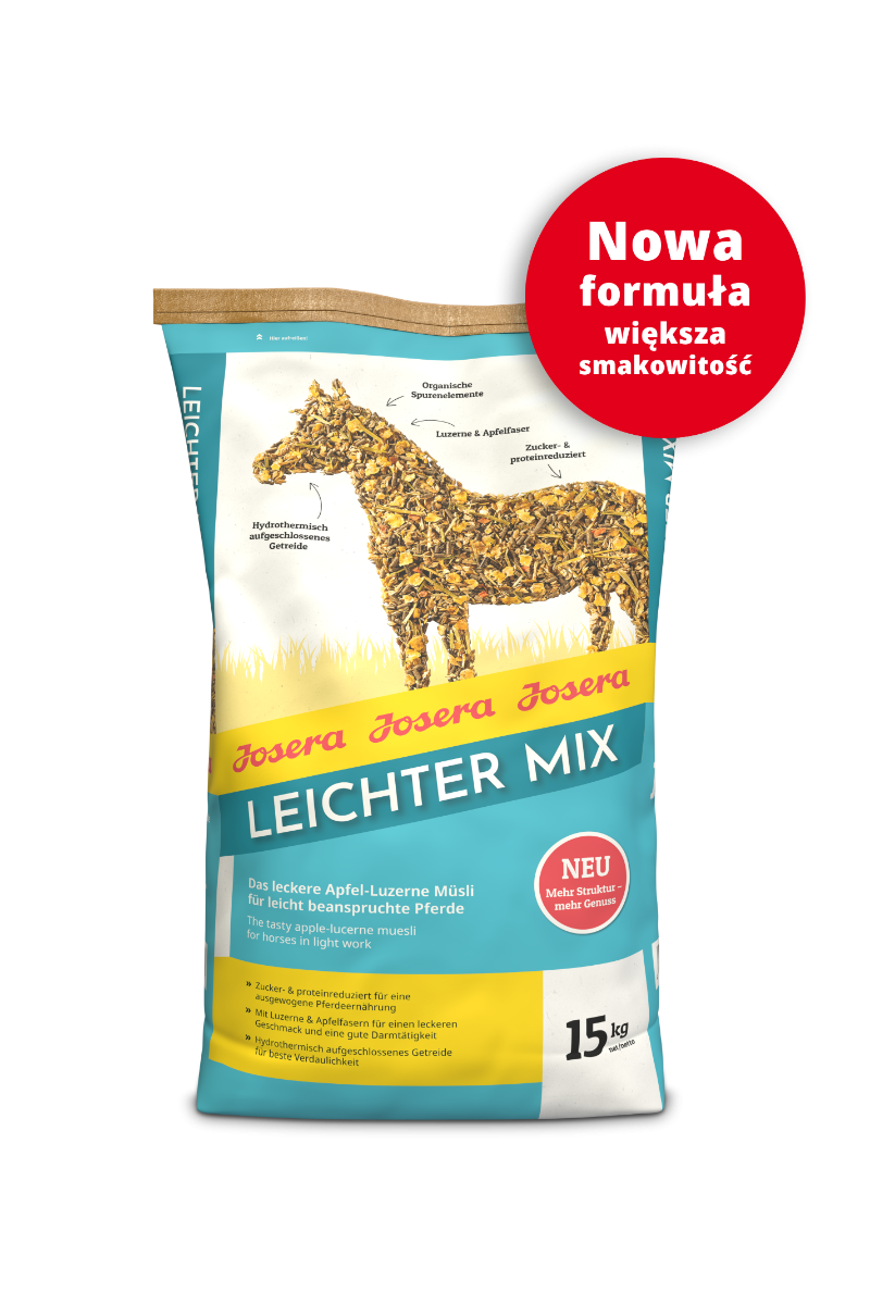 Josera Leichter Mix 15 kg – lekkie musli jabłkowe dla koni rekreacyjnych i niepracujących, na apetyt i trawienie