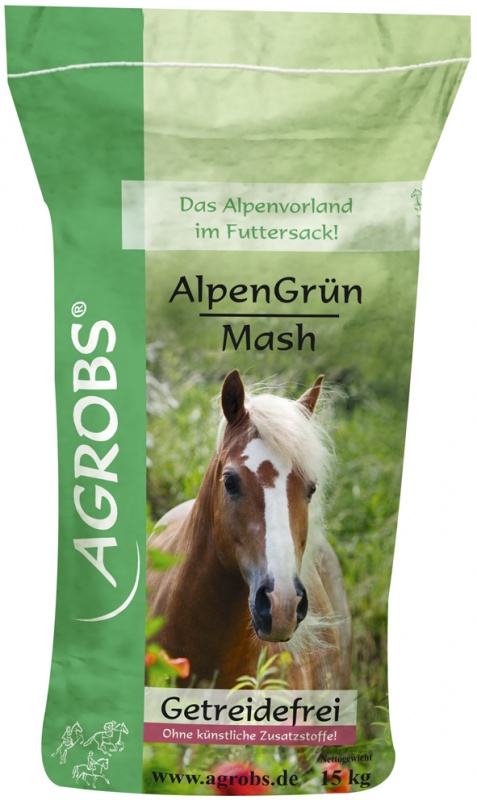 AGROBS AlpenGrün Mash 15 kg – bezzbożowy mesz dla koni na trawienie, wsparcie żołądka, wrzody