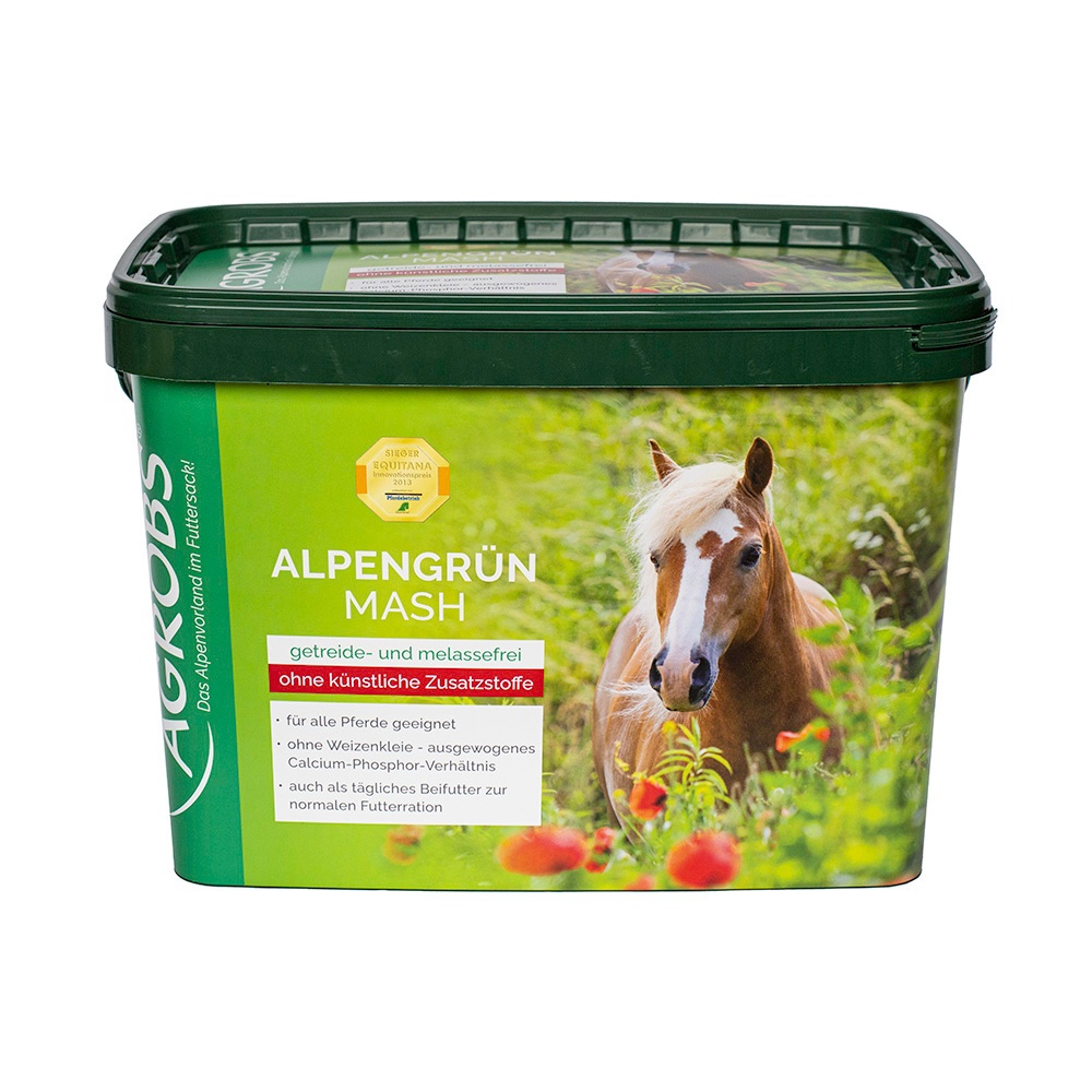 AGROBS AlpenGrün Mash 5 kg – bezzbożowy mesz dla koni na trawienie, wsparcie żołądka, wrzody