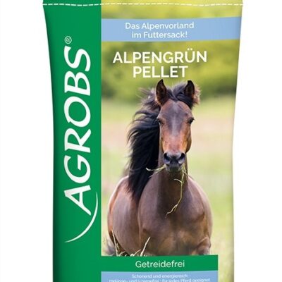 AGROBS AlpenGrün Pellet 20 kg – Sieczka w granulacie z ziołami dla koni, na trawienie i wsparcie żołądka