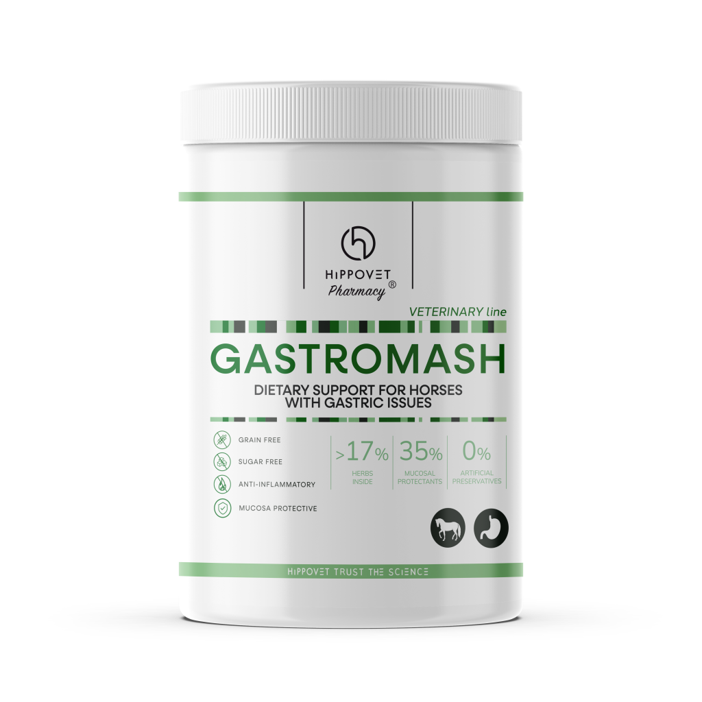 Hippovet Pharmacy VeterinaryLine GASTROMASH 1 kg – Kliniczny mesz dla koni na wrzody, kolki i alergie, wsparcie trawienia