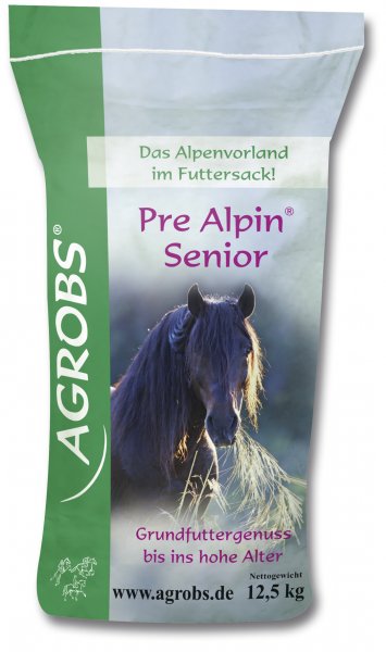 AGROBS Pre Alpin Senior 12,5 kg – niemelasowana sieczka dla koni starszych na trawienie, wolna od kurzu