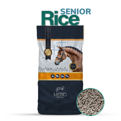 MEBIO Rice Senior 15 kg – Otręby ryżowe dla koni starszych na masę, rozbudowę mięśni i bezpieczną energię, dodatkowe białko