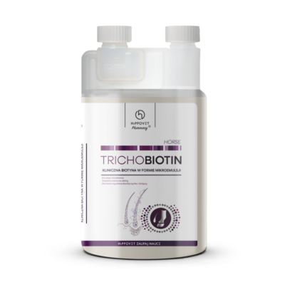 HippoVet Pharmacy TrichoBiotin 1 l – Biotyna w płynie dla koni na mocne kopyta, sierść i zdrową skórę