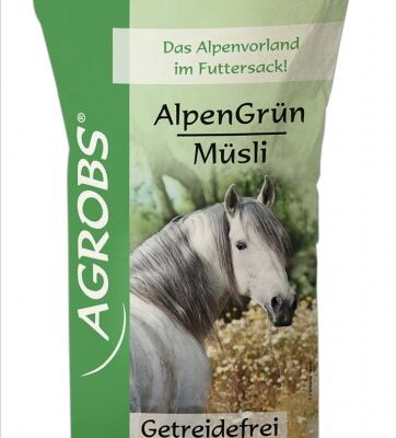 AGROBS AlpenGrün Müsli 15 kg – niskoskrobiowe musli owocowo-ziołowe dla koni, na trawienie i apetyt