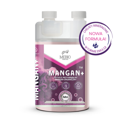 MEBIO Mangan+ 1 l – Organiczny suplement manganu dla koni na mocne kości, zdrową sierść i pigmentację