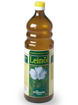 St. Hippolyt Leinol 0,75 l / 2,5 l / 5 l – Naturalny, niefiltrowany olej lniany dla koni na lśniącą sierść, odporność i energię