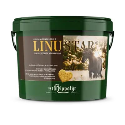 St. Hippolyt LinuStar 3 kg – Siemię lniane dla koni wrzodowych, suplement na wrzody i ochronę żołądka, bez gotowania