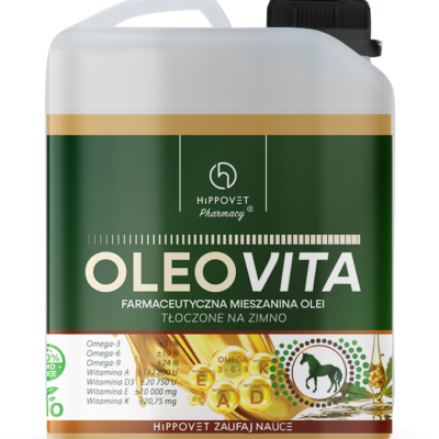 Hippovet Pharmacy OLEOVITA 2,5 l – Mieszanka olejów z CBD dla koni, olej na lipcówkę, trawienie i wyciszenie
