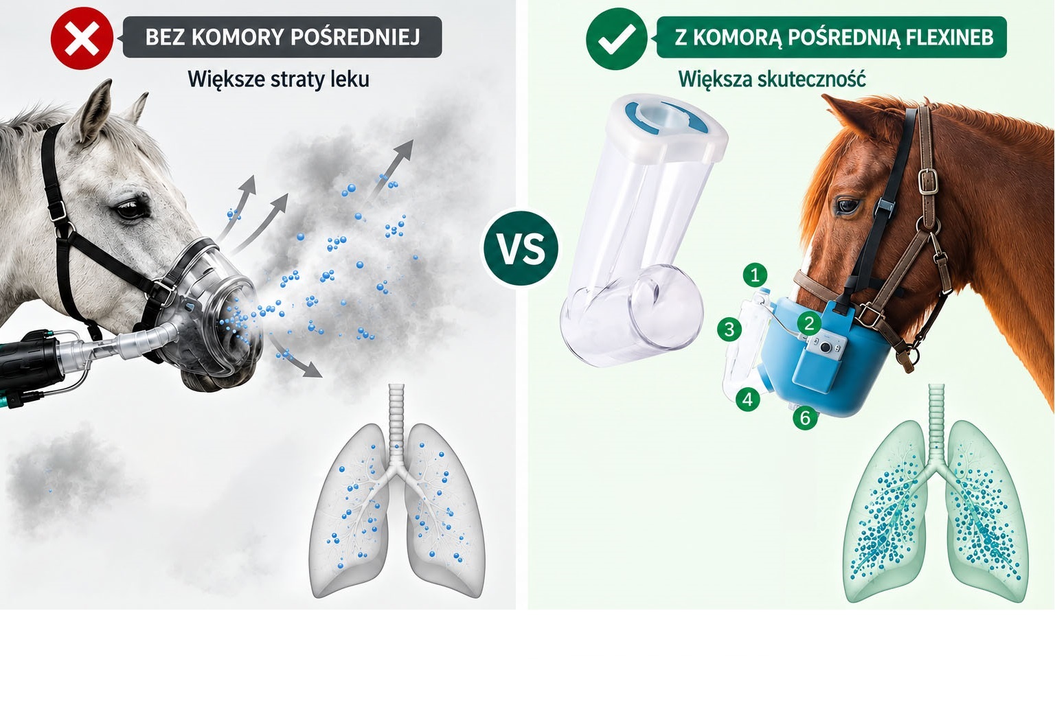 Nebulizacja koni komora pośrednia