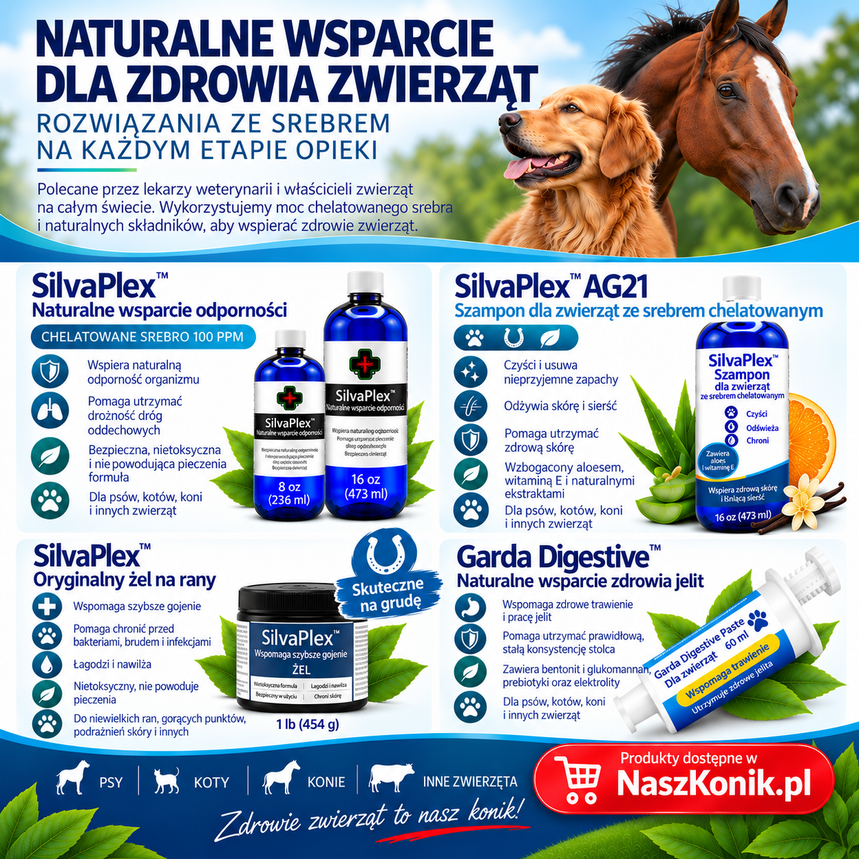 SilvaPlex Garda Digestive 60 ml – naturalny suplement dla zwierząt - dla koni, psów, kotów – wsparcie jelit, trawienia i układu pokarmowego; pomoże przy zaburzeniach trawiennych i luźnym kale - obrazek 3